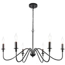 GobekUsa Black 6-Light Chandelier, Wrought Iron Farmhouse Pendant Light, Classic Candle Fixture