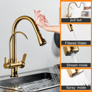 GobekUsa Dual Handle Kitchen Faucet with Black Touch Sensor and Three Modes