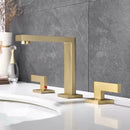 GobekUsa Brushed Gold Basin Faucet: Antique 3-Hole Waterfall Bathroom Faucet, Hot and Cold Water