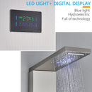 GobekUsa LED Shower Panel Column Faucet with Rainfall Waterfall, Back Jet, Mixer Tap