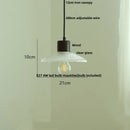 GobekUsa Clear Glass LED Pendant Light Fixture Wood Hanging Lamp