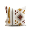 GobekUsa Boho Loop Tufted Tassel Pillow Cover - Ethnic Embroidered Decorative Cushion