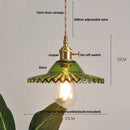 GobekUsa Green Flower Glass Pendant Light for Kitchen Bar Restaurant, Modern Wire Adjustable Hanging Lamp