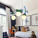 GobekUsa Kids Wood Airplane Chandelier LED Pendant Light for Boy Bedroom