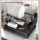 GobekUsa 2 Tier Dish Drying Rack with Storage Holder & Drainer for Kitchen Organizing