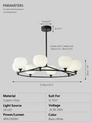 GobekUsa Glass Lampshade Chandelier Copper Hanging Lights Dining Room Bedroom Decor