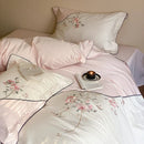 GobekUsa Chinese Flowers Embroidery Luxury Bedding Set - 1000TC Egyptian Cotton Duvet Cover, Flat Sheet, Fitted Sheet, Pillowcases