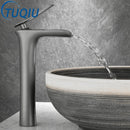 GobekUsa Grey Waterfall Brass Basin Faucet - Hot Cold Mixer Tap for Bathroom Sink