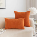 GobekUsa Corduroy Patchwork Striped Christmas Cushion Covers - Set of 2