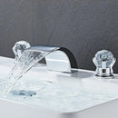 GobekUsa Black Basin Faucet: Brass Gold Crystal Sink Faucet, 3 Hole Waterfall Tap