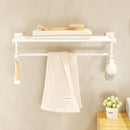 GobekUsa Bathroom Set: Cream White Shelf, Towel Rack, Paper Holder, Brush Holder & Hardware