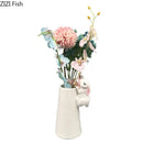 GobekUsa Lovely Rabbit Ceramic Vase Pot for Floral Arrangement, Table Decor & Aesthetic Room Appeal