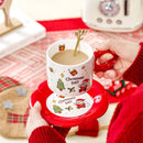 GobekUsa Christmas Ceramic Santa Tea Set with Spoon, Festive Coffee Cup & Saucer