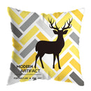 GobekUsa Geometric Deer Print Pillowcase 45x45cm - Yellow Home Decor