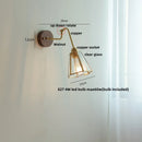 GobekUsa Clear Glass LED Wall Sconce Pull Chain Switch Rotate Arm Walnut Wood Stair Light