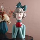 GobekUsa Bowknot Girl Resin Figurine | Home Room Decor & Wedding Gift