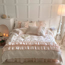 GobekUsa Korean Lace Ruffles Cotton Bedding Set - Sweet Girl Design