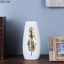 GobekUsa Gold Feather Vase & Artificial Flowers Set - Modern Home Decor