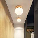 GobekUsa Glass Ball LED Ceiling Lamp on Wooden Pedestal