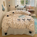 GobekUsa Korean Princess Bow Lattice Pompom Bedding Set - Single Queen Size