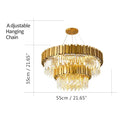 GobekUsa Golden Stainless Steel Crystal Chandelier: Modern Round LED Light for Dining Room