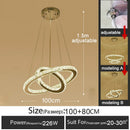 GobekUsa Gold Gloss LED Crystal Ring Chandelier for Modern Luxury Living Room