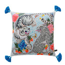 GobekUsa Chinoiserie Zebra & Peonies Cushion Cover with Tassels