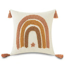 GobekUsa Boho Yellow Rainbow Star Moon Embroidery Pillow Cover 45x45cm with Tassels