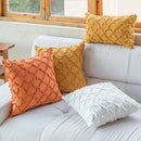GobekUsa Cotton Diamond Cushion Cover in Mustard Orange Beige for Living Room Sofa Bed