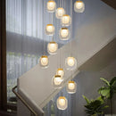 GobekUsa Gold Crystal Staircase Chandelier: Luxury Indoor Lighting for Dining Room & Hallway