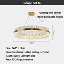 GobekUsa Crystal Ring Chandelier LED Pendant Light Fixture