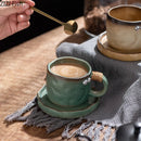 GobekUsa Coarse Pottery Cup & Saucer Set - Classical Mugs for Dining Table or Coffee