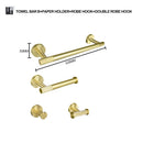 GobekUsa Brushed Gold Bathroom Set: Towel Bar, Toilet Paper Holder, Hook - Wall Mount Kit
