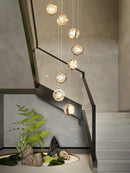 GobekUsa Crystal Ball LED Rotating Stair Chandelier - Nordic Luxury Loft Bubble Design