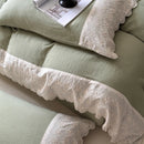 GobekUsa French Lace Cotton Bedding Set: Duvet, Sheet, Pillowcases, 4Pc