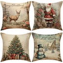 GobekUsa Christmas Snowman Deer Pillowcase Xmas Home Decoration Sofa Cushion Cover