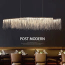 GobekUsa LED Tassel Chandelier Pendant Light for Living Room Villa Hall Silver Lustre