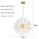 GobekUsa Dandelion Gold/Chrome Chandelier with Crystals, G9 Pendant Lights for Elegant Lighting