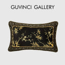 GobekUsa Bamboo Black Gold Lumbar Pillow Covers - Oriental Chinese Style Luxury 30x50cm