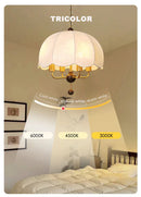 GobekUsa Korean Fabric Pendant Light for Bedroom Study Hotel Chandelier LED Lamp