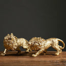 GobekUsa Golden Lion King Resin Figurines: Luxury Desktop Ornaments for Home & Office