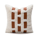GobekUsa Abstract Plush Burnt Orange Embroidered Pillow Cover 45x45cm Ivory Decoration