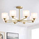 GobekUsa LED Black/Gold Ceiling Chandelier with Lampshade for Elegant Living Room Decor