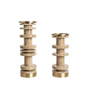 GobekUsa Luxe Brown Travertine Marble Candle Holder with Metal Base