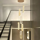 GobekUsa Crystal LED Chandelier: Modern Luxury Long Lighting Fixtures for Living Room Staircase