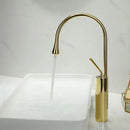 GobekUsa Brushed Gold/Black/White Basin Faucet with Single Handle Swivel Sink Water Crane