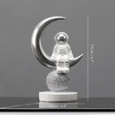 GobekUsa Astronaut Figurines: Modern Spaceman with Moon Sculpture, Perfect Gift for Man & Boyfriend