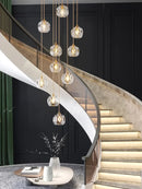 GobekUsa Crystal Stainless Steel Staircase LED Chandelier for Modern Luxury Interiors