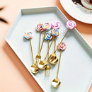 GobekUsa 4PCS Stainless Steel Creative Candy Donut Dessert Fork and Coffee Spoon Set