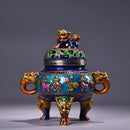 GobekUsa Bronze Cloisonne Lion Dragon Incense Burner Ornament